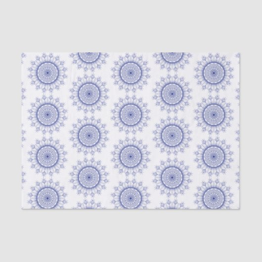 Elegant Blauw Sneeuwvlok Kantpatroon Tissuepapier (Voorkant)