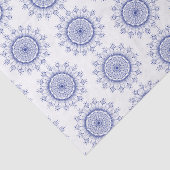 Elegant Blauw Sneeuwvlok Kantpatroon Tissuepapier (Detail)