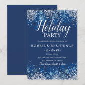 Elegant Blauw Sneeuwvlok Kerstmis Feest Kaart (Voorkant / Achterkant)