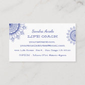 Elegant Blauw Sneeuwvlok Mandala Visitekaartjes (Achterkant)