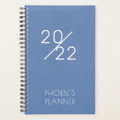 Elegant blauw, speciaal gepersonaliseerd 2022-plan planner (Voorkant)