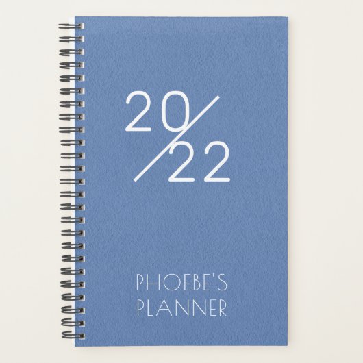 Elegant blauw, speciaal gepersonaliseerd 2022-plan planner (Voorkant)