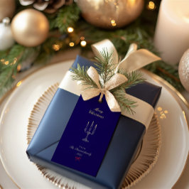 Elegant blauw Stijlvol Chic Vrolijk Kerstfeest Cadeaulabel