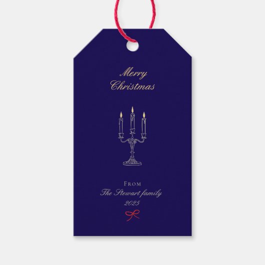 Elegant blauw Stijlvol Chic Vrolijk Kerstfeest Cadeaulabel (Voorkant)