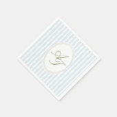 Elegant Blauw Strepen Monogram  Servet (Hoek)