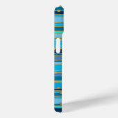 Elegant Blauw Strepen Patroon Monogram Case-Mate iPhone Case (Achterkant / Rechts)