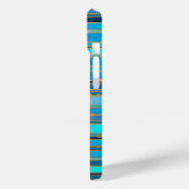 Elegant Blauw Strepen Patroon Monogram Case-Mate iPhone Case (Achterkant / Links)