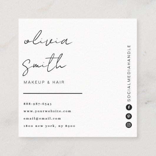 Elegant Blauw Stylist Boho Modern Neutral Trendy Vierkante Visitekaartje (Achterkant)