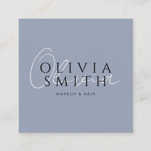 Elegant Blauw Stylist Boho Modern Neutral Trendy Vierkante Visitekaartje (Voorkant)