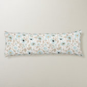 Elegant Blauw Tan Waterverf Poppies Lichaamskussen (Achterkant)