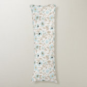 Elegant Blauw Tan Waterverf Poppies Lichaamskussen (Voorkant Verticaal)