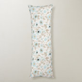 Elegant Blauw Tan Waterverf Poppies Lichaamskussen (Achterkant (Verticaal))