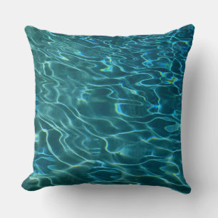 Elegant blauw teal waterpatroon oceaan meer golven kussen