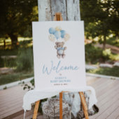 Elegant Blauw Teddy Bear Script Welkom Baby shower Poster