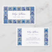 Elegant blauw tegels lijst visitekaartje (Voorkant / Achterkant)