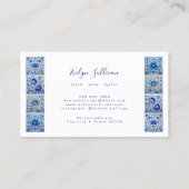 Elegant blauw tegels lijst visitekaartje (Achterkant)