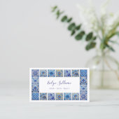 Elegant blauw tegels lijst visitekaartje (Staand voorkant)