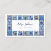 Elegant blauw tegels lijst visitekaartje (Voorkant)