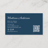 Elegant Blauw Terracotta Boho Waterverf Veer Visitekaartje (Achterkant)