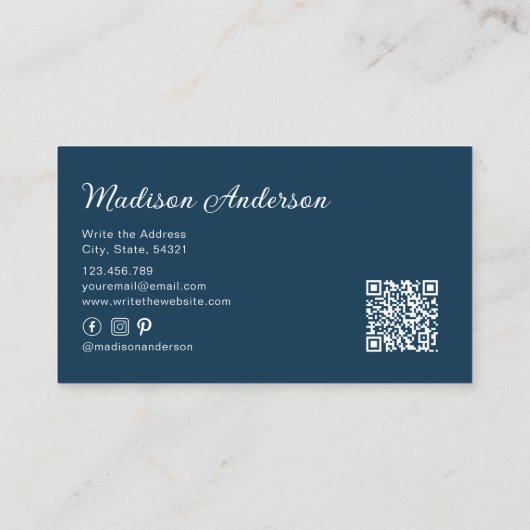 Elegant Blauw Terracotta Boho Waterverf Veer Visitekaartje (Achterkant)