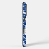 Elegant blauw toile chinoiserie bloemenmonogram Case-Mate iPhone case (Achterkant / Rechts)