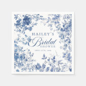 Elegant Blauw Toile Chinoiserie Bruiloftsschild Servet (Voorkant)