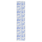 Elegant  blauw toile d jouy bedrukt korte tafelloper (Voorkant)