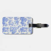 Elegant  blauw toile de jouy bagagelabel (Achterkant horizontaal)