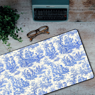 Elegant  blauw toile de jouy bureaumat