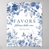 Elegant Blauw Toile de Jouy Chinoiserie Favorieten Poster (Voorkant)