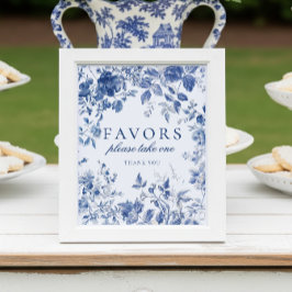 Elegant Blauw Toile de Jouy Chinoiserie Favorieten Poster