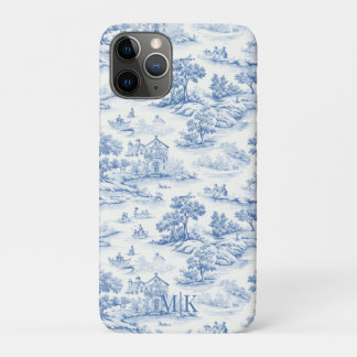 Elegant blauw Toile de Jouy Frans patroon Case-Mate iPhone Case