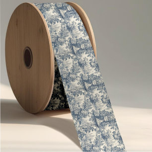 Elegant  Blauw toile de jouy Grosgrain Lint