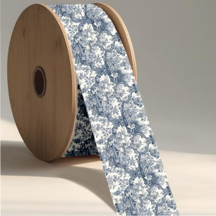Elegant  Blauw toile de jouy Grosgrain Lint