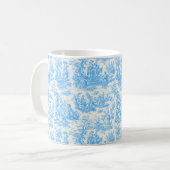 Elegant blauw toile de jouy koffiemok (Voorkant links)