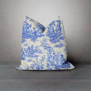 Elegant blauw toile de jouy kussen