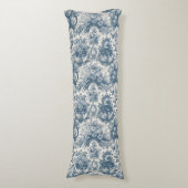 Elegant  Blauw toile de jouy Lichaamskussen (Voorkant Verticaal)