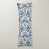 Elegant  Blauw toile de jouy Lichaamskussen (Achterkant (Verticaal))