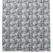 Elegant  Blauw toile de jouy monogram Douchegordijn (Voorkant)