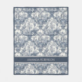 Elegant  Blauw toile de jouy monogram Fleece Deken (Voorkant)