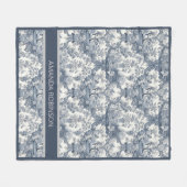 Elegant  Blauw toile de jouy monogram Fleece Deken (Voorkant (Horizontaal))