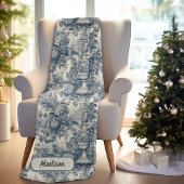 Elegant  Blauw toile de jouy monogram Fleece Deken