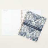 Elegant  Blauw toile de jouy monogram Planner (Display)