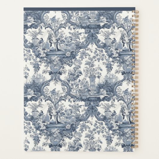 Elegant  Blauw toile de jouy monogram Planner (Achterkant)