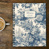 Elegant Blauw toile de jouy monogram Planner