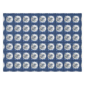 Elegant  Blauw toile de jouy monogram Tafelkleed (Voorkant (Horizontaal))