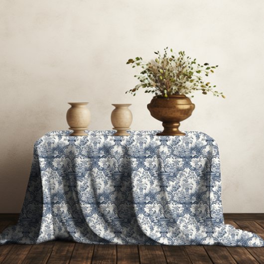 Elegant  Blauw toile de jouy monogram Tafelkleed