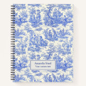 Elegant  blauw toile de jouy notitieboek (Voorkant)
