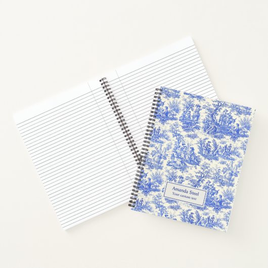 Elegant  blauw toile de jouy notitieboek (Binnen)
