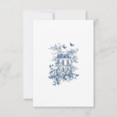 Elegant Blauw Toile De Jouy QR Code Bruiloft RSVP Kaartje (Achterkant)